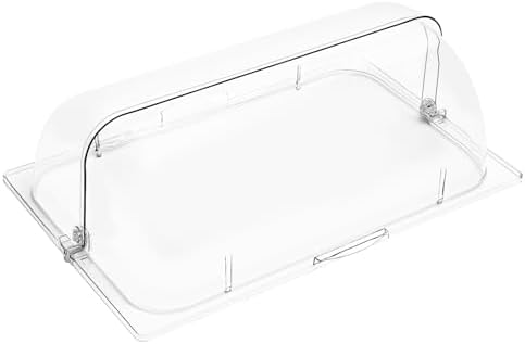 4 Pack Clear Roll Top Food Proof Cover, Rectangular Chafing Dish Cover, Roll Top Bakery Pan Plastic Clear