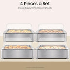 4 Pack Clear Roll Top Food Proof Cover, Rectangular Chafing Dish Cover, Roll Top Bakery Pan Plastic Clear, alternate view 4
