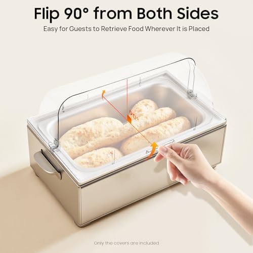 4 Pack Clear Roll Top Food Proof Cover, Rectangular Chafing Dish Cover, Roll Top Bakery Pan Plastic Clear, alternate view 6
