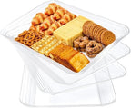 4-Pack Clear Serving Trays for Entertaining, 16" x 11" Serving Platters for Snacks, Fruit, Cookies, Dessert