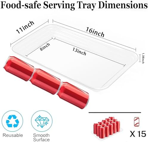 4-Pack Clear Serving Trays for Entertaining, 16" x 11" Serving Platters for Snacks, Fruit, Cookies, Dessert, alternate view 3
