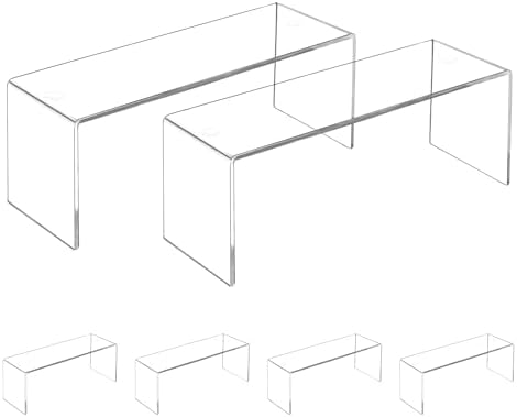 4 Pack Clear Shelf Risers, Display Stands 12.4L x 4W x 4.6H in in transparent