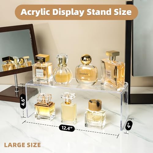 4 Pack Clear Shelf Risers, Display Stands 12.4L x 4W x 4.6H in in transparent, alternate view 2