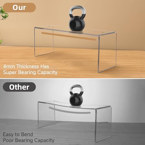 4 Pack Clear Shelf Risers, Display Stands 12.4L x 4W x 4.6H in in transparent, alternate view 4