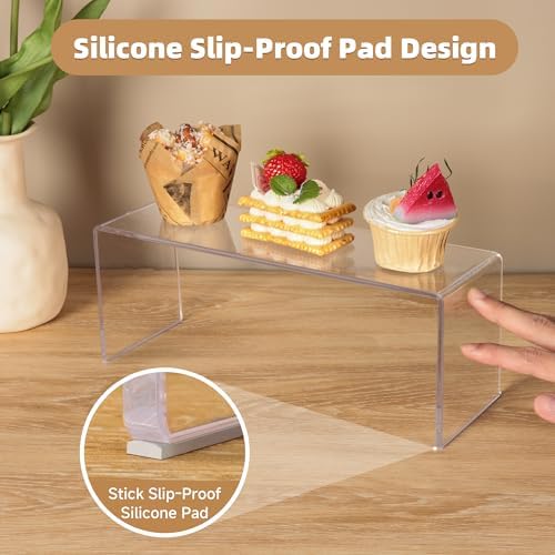 4 Pack Clear Shelf Risers, Display Stands 12.4L x 4W x 4.6H in in transparent, alternate view 5