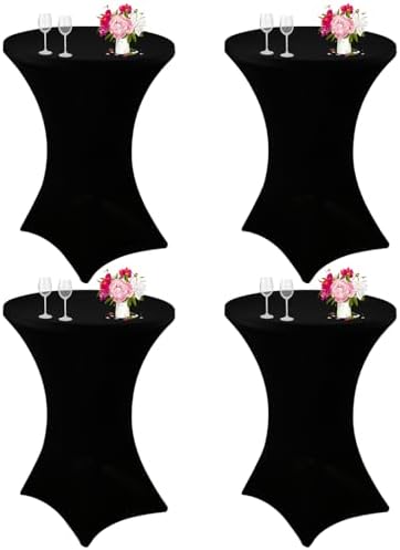 4 Pack Cocktail Spandex Tablecloth 32"x43" Cocktail Table Cover Fitted for High Top Round Table for Bar Wedding