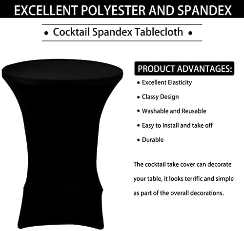 4 Pack Cocktail Spandex Tablecloth 32"x43" Cocktail Table Cover Fitted for High Top Round Table for Bar Wedding, alternate