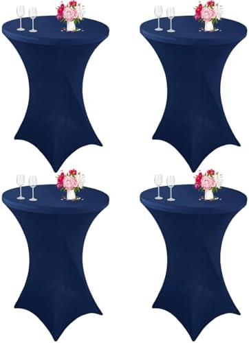 4 Pack Cocktail Spandex Tablecloth 32"x43" Cocktail Table Cover Fitted High Top Round Table for Bar Wedding