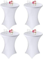 4 Pack Cocktail Spandex Tablecloth 32"x43" Cocktail Table Cover Fitted High Top Round Table for Bar Wedding