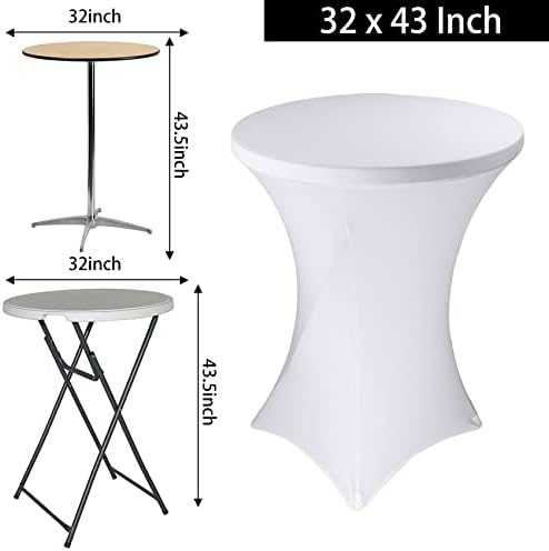 4 Pack Cocktail Spandex Tablecloth 32"x43" Cocktail Table Cover Fitted High Top Round Table for Bar Wedding, alternate view 2