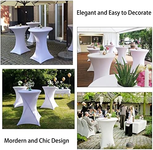 4 Pack Cocktail Spandex Tablecloth 32"x43" Cocktail Table Cover Fitted High Top Round Table for Bar Wedding, alternate view 7