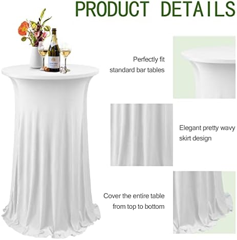 4 Pack Cocktail Table Cloth with Ruffle Skirt, White 32" x 43", alternate view 5