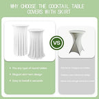 4 Pack Cocktail Table Cloth with Ruffle Skirt, White 32" x 43", alternate view 6