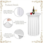 4 Pack Cocktail Table Covers 32"x 43" Spandex Stretch Round Cocktail Tablecloths with Wavy Drapes Fitted High, alternate view
