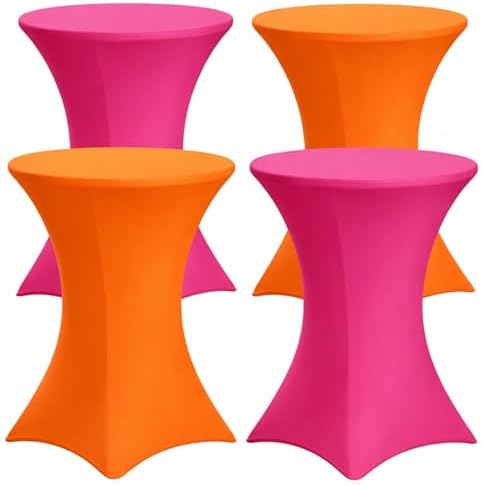 4 Pack Cocktail Table Covers Party Decorations, Pink and Orange