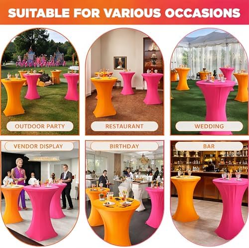 4 Pack Cocktail Table Covers Party Decorations, Pink and Orange, alternate view 5