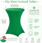 4 Pack Cocktail Tablecloth Bar Top Table Covers Round Green in Green, alternate view 3