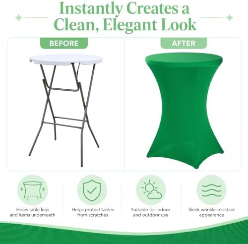 4 Pack Cocktail Tablecloth Bar Top Table Covers Round Green in Green, alternate view 4