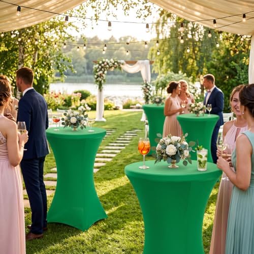 4 Pack Cocktail Tablecloth Bar Top Table Covers Round Green in Green, alternate view 7