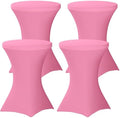 4 Pack Cocktail Tablecloth Bar Top Table Covers Round Pink Spandex