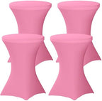 4 Pack Cocktail Tablecloth Bar Top Table Covers Round Pink Spandex