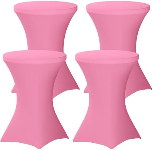 4 Pack Cocktail Tablecloth Bar Top Table Covers Round Pink Spandex