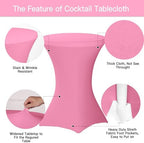 4 Pack Cocktail Tablecloth Bar Top Table Covers Round Pink Spandex, alternate view 4