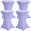 4 Pack Cocktail Tablecloth Bar Top Table Covers Round Purple Spandex in Lavender