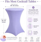 4 Pack Cocktail Tablecloth Bar Top Table Covers Round Purple Spandex in Lavender, alternate view 3