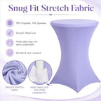 4 Pack Cocktail Tablecloth Bar Top Table Covers Round Purple Spandex in Lavender, alternate view 5