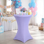4 Pack Cocktail Tablecloth Bar Top Table Covers Round Purple Spandex in Lavender, alternate view 6
