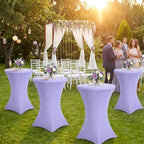 4 Pack Cocktail Tablecloth Bar Top Table Covers Round Purple Spandex in Lavender, alternate view 7