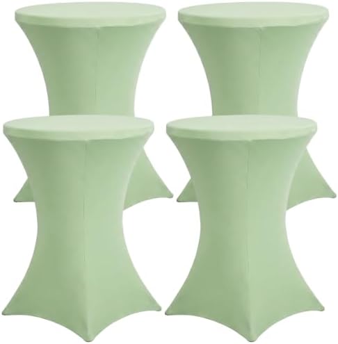 4 Pack Cocktail Tablecloth Bar Top Table Covers Round Sage Green in Sage Green