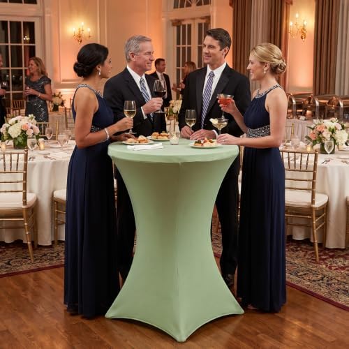 4 Pack Cocktail Tablecloth Bar Top Table Covers Round Sage Green in Sage Green, alternate view 2
