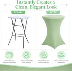 4 Pack Cocktail Tablecloth Bar Top Table Covers Round Sage Green in Sage Green, alternate view 4
