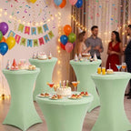 4 Pack Cocktail Tablecloth Bar Top Table Covers Round Sage Green in Sage Green, alternate view 6