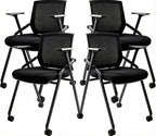 4 Pack Conference Room Chairs with Paddle Folding Office Chair Foldable Desk Chair Mesh Back and Arms for