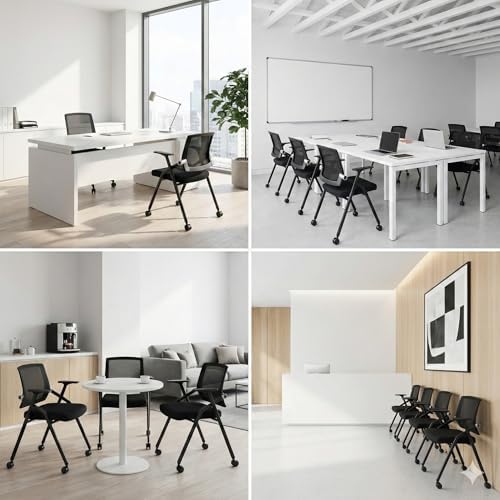 4 Pack Conference Room Chairs with Paddle Folding Office Chair Foldable Desk Chair Mesh Back and Arms for, alternate view 5