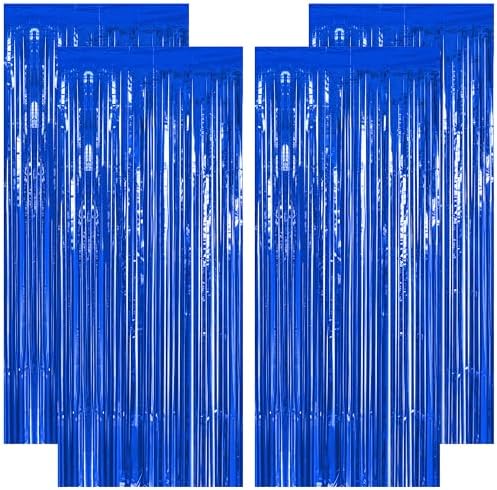 4 Pack Dark Blue Foil Curtain Streamer Decorations