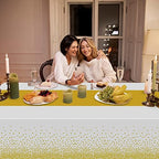 4 Pack Disposable Plastic Table Cloths for Parties, White and Gold Rectangle Table Covers for Fall Decor Wedding, alternate