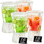 4 Pack Drink Dispenser for Parties 1.6 Gallon, Large 6L Plastic Water Dispenser, Juice Beverage Dispensers for