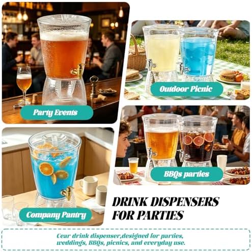 4 Pack Drink Dispenser for Parties 1.6 Gallon, Large 6L Plastic Water Dispenser, Juice Beverage Dispensers for, alternate