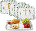 4 Pack Eucalyptus God Bless Melamine Serving Trays, 13 x 10 Inch Rectangular Religious Decorative Platters with