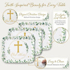 4 Pack Eucalyptus God Bless Melamine Serving Trays, 13 x 10 Inch Rectangular Religious Decorative Platters with, alternate