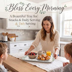 4 Pack Eucalyptus God Bless Melamine Serving Trays, 13 x 10 Inch Rectangular Religious Decorative Platters with, alternate