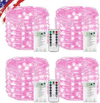 4 Pack Fairy Lights Battery Operated Twinkle Lights Remote Pink in Pink