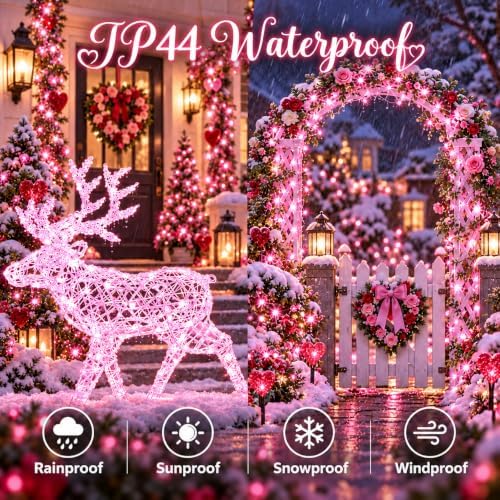 4 Pack Fairy Lights Battery Operated Twinkle Lights Remote Pink in Pink, alternate view 4
