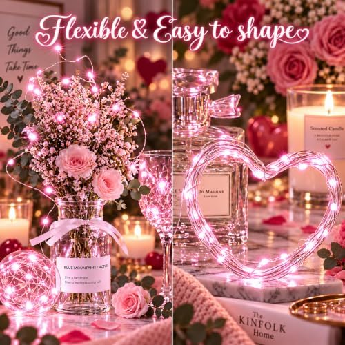 4 Pack Fairy Lights Battery Operated Twinkle Lights Remote Pink in Pink, alternate view 5