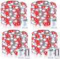 4 Pack Fairy Lights Battery Operated Twinkle Lights Remote Red Cool White in Red and White