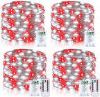 4 Pack Fairy Lights Battery Operated Twinkle Lights Remote Red Cool White in Red and White